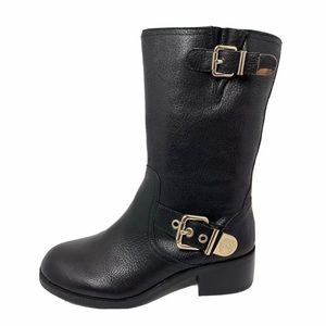 Vince Camuto VV-Wexle Molten Silk Cow Black Leather Moto Boots Women’s Size 7